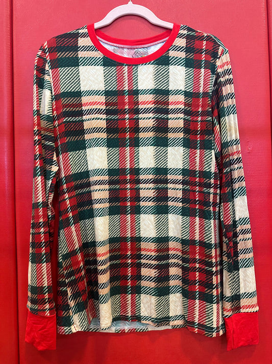 Classic Christmas Plaid Adult Top